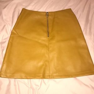 Zip Up A-line Mustard Skirt